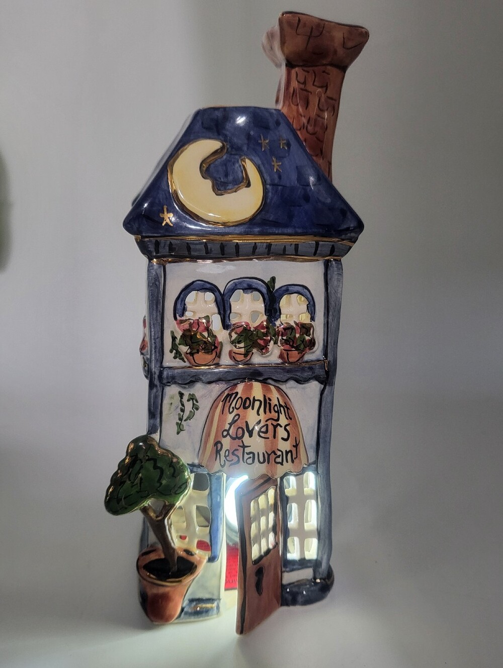Moonlight Lovers Ceramic House Lamp - Heather Goldminc for Blue Sky Cottagecore